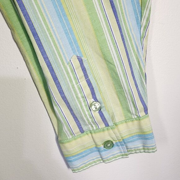 Denim & Co. Shirt Womens Size 2X Striped Button Front Long Sleeve 2Fer A85545 - Picture 7 of 10